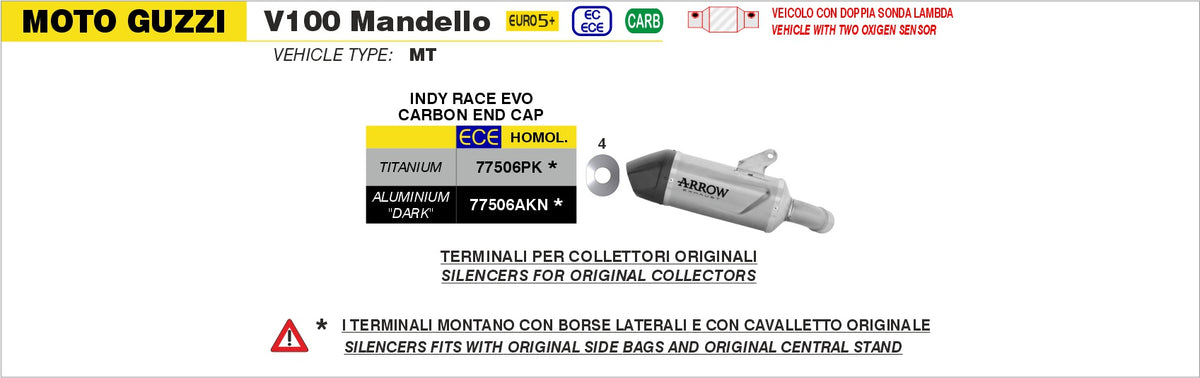 77506AKN Indy Race Evo Aluminium Dark Slip On With Carbon End Cap