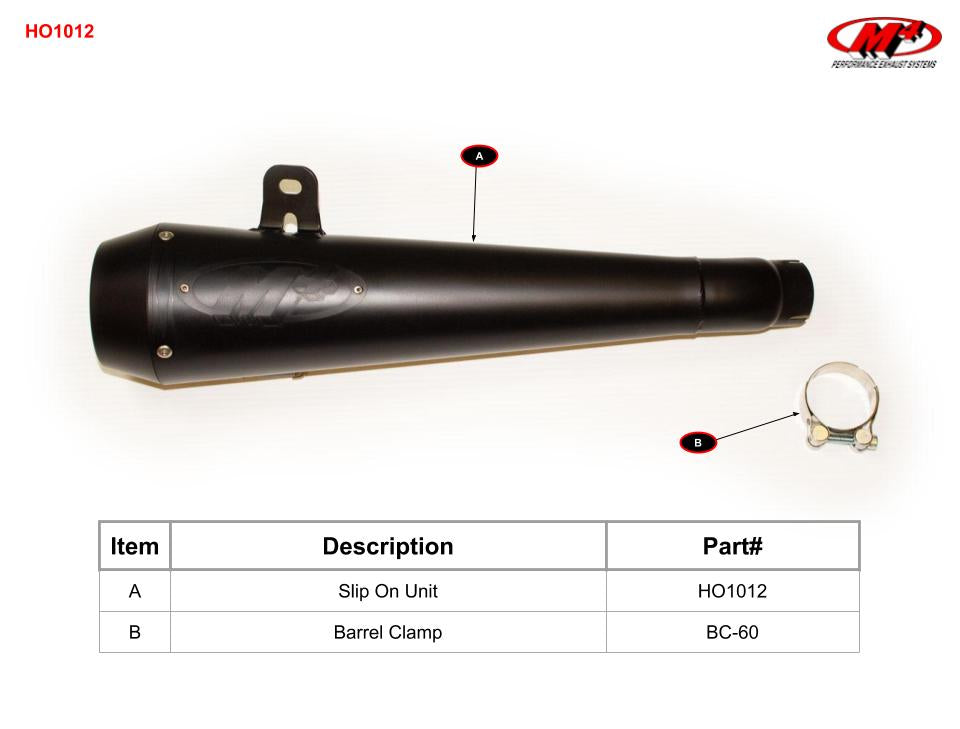 M4 Exhaust HO1012 Component Key