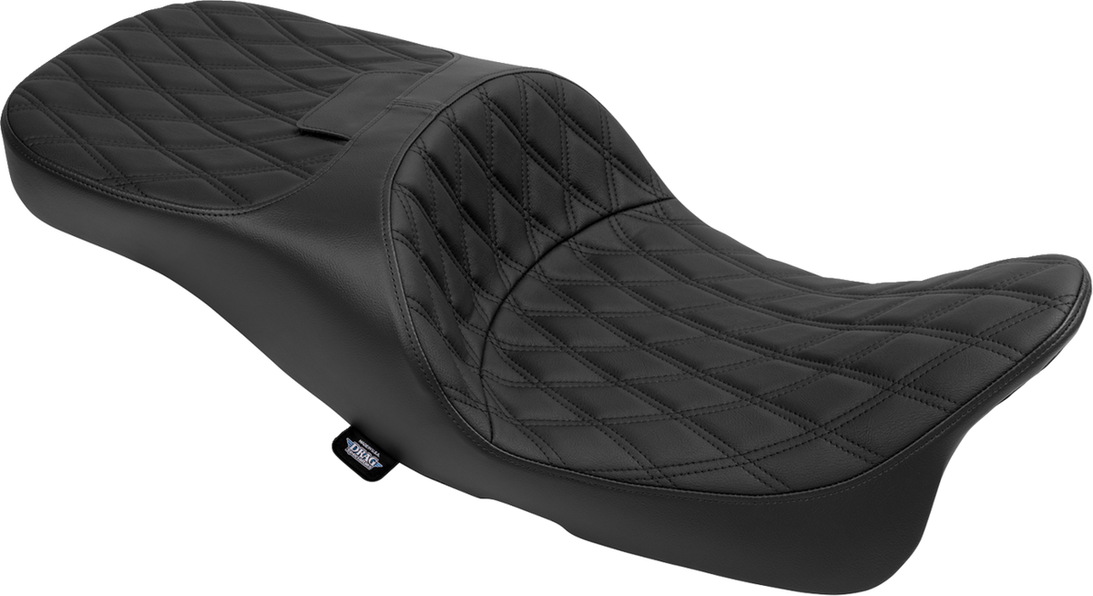 Drag Specialties Seats Extended Reach Freedom Seat - Vinyl - Double Diamond - Black Stitch - FLT/FLH '09-'25