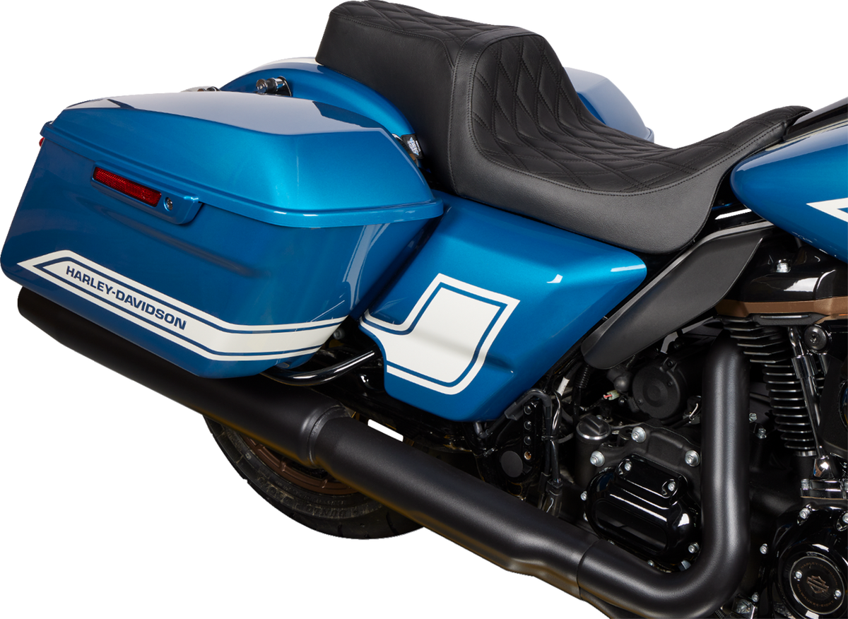 Drag Specialties Seats Predator 1Up Seat - Vinyl - Double Diamond Black Stitch - FLH '08-'23
