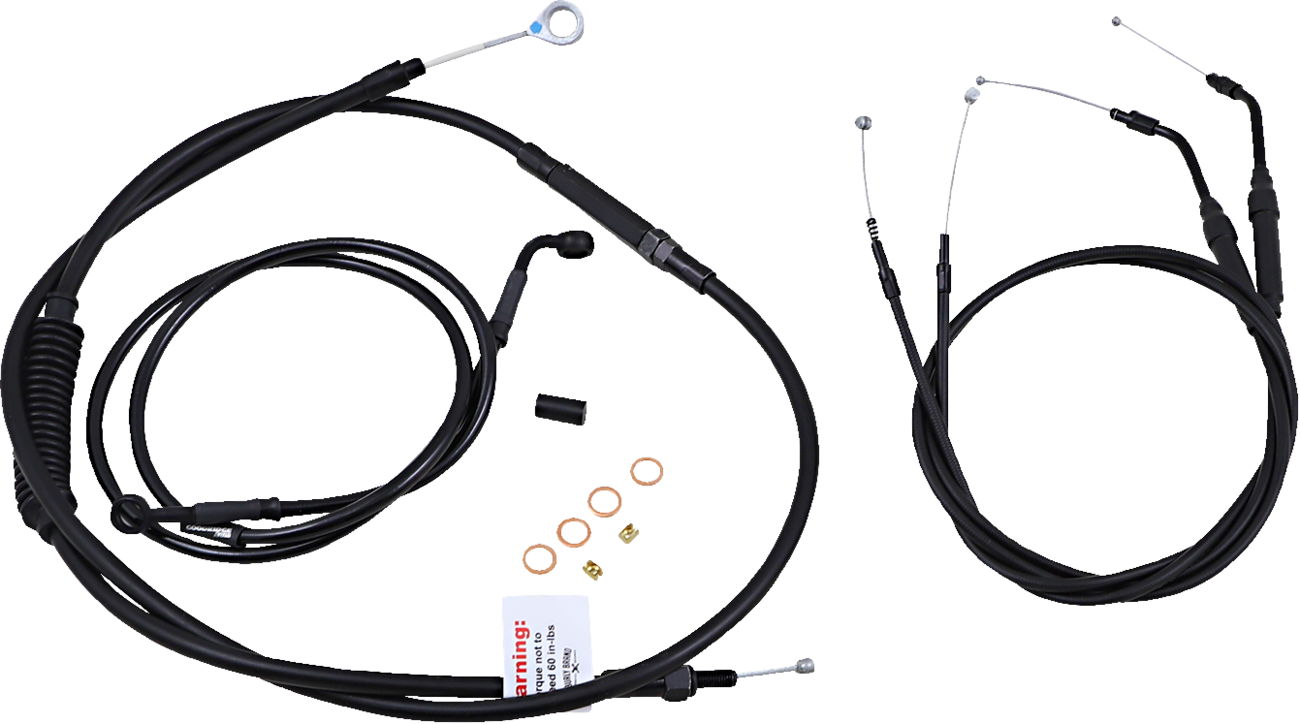 Burly Brand Jail Bar Cable Kit - 12" Handlebars - Black Vinyl - '07-'13 XL