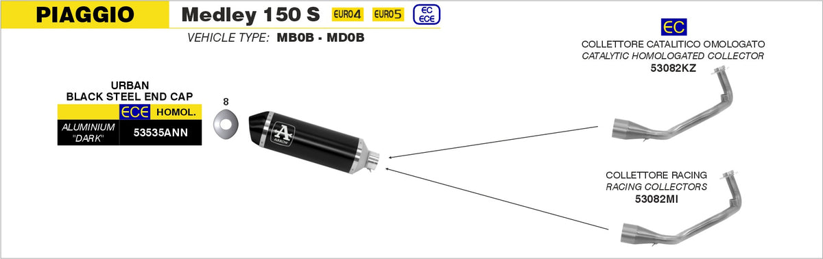 Arrow 53082KZ Catalytic Homologated Link Pipe For Urban Exhaust