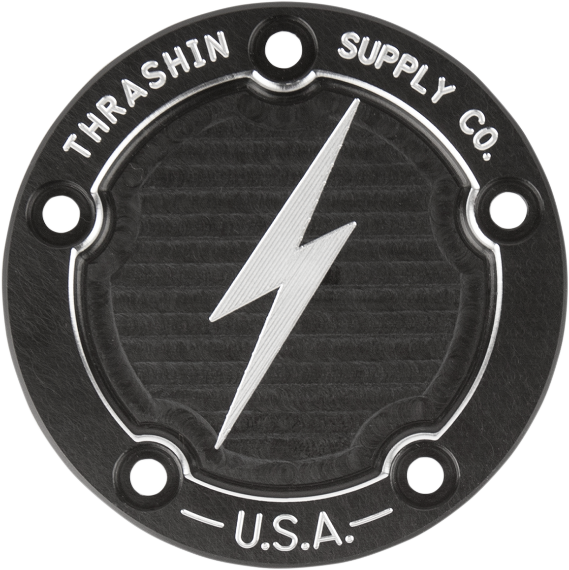 Thrashin Supply CO. Points Cover - Dished - Black - 5 Hole - Twin Cam