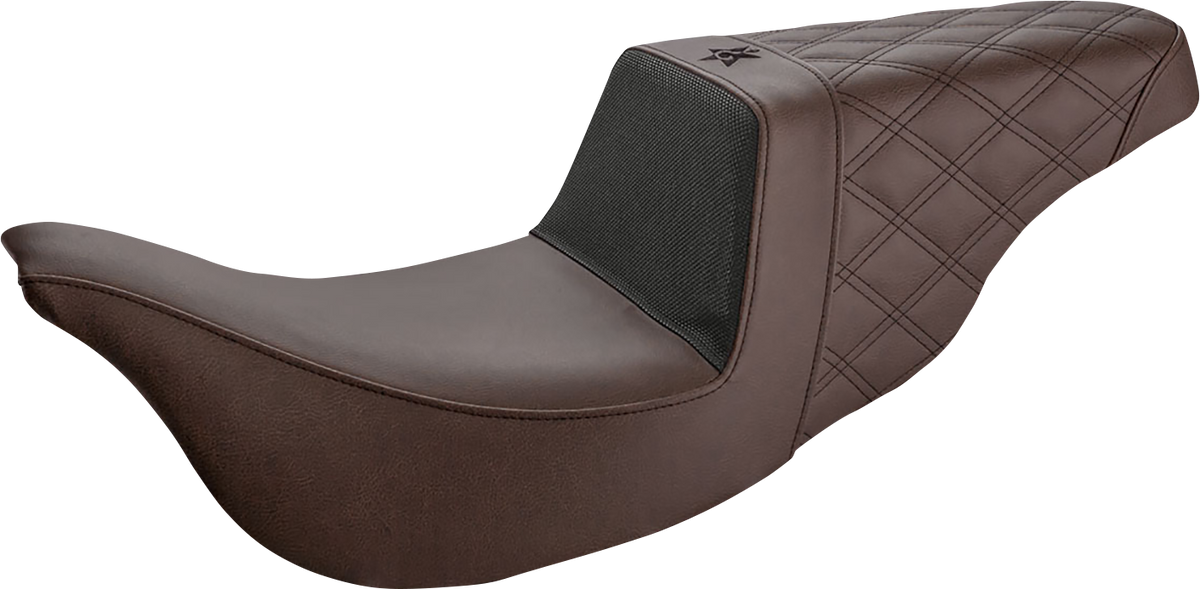 Saddlemen Unknown Industries Seat - Carbon Fiber/ Gripper/Rear Lattice Stitch - Brown - FL '08-'23
