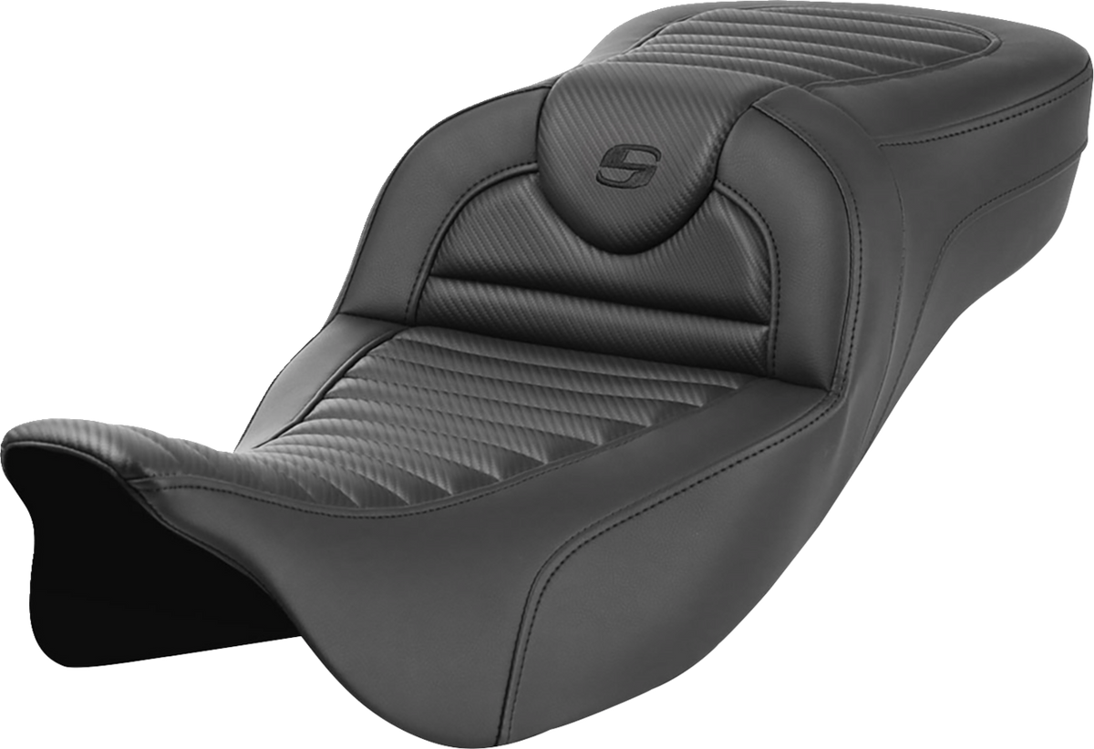 Saddlemen Roadsofa™ Extended Reach Seat - Without Backrest - Tuck-N-Roll - Carbon Fiber - FL '08-'24
