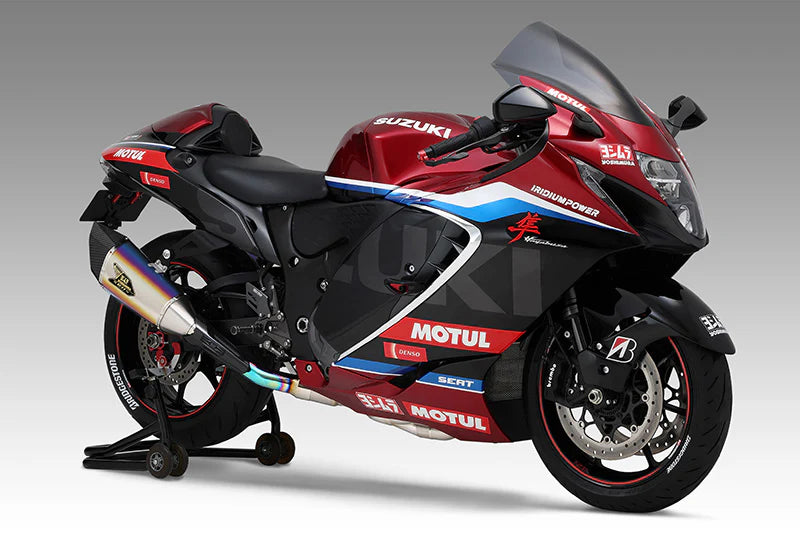 Yoshimura HAYABUSA 2021-23 JMCA RACE R-11Sq R TITANIUM FULL SYSTEM WITH TITANIUM BLUE SLEEVE