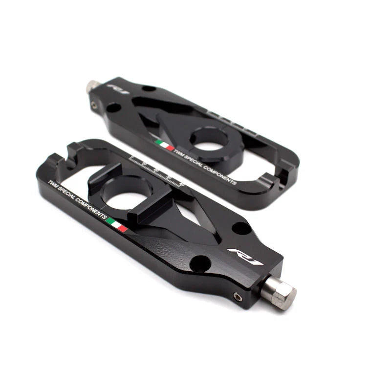 TWM WSBK Billet Chain Adjusters For Yamaha R1 R1M 2020-2025 - Black