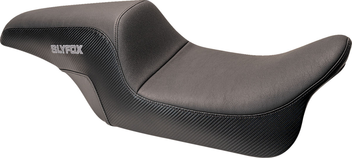 Slyfox Drifter Seat - Gray Logo - Smooth Vinyl - Carbon Fiber - FL '08-'23