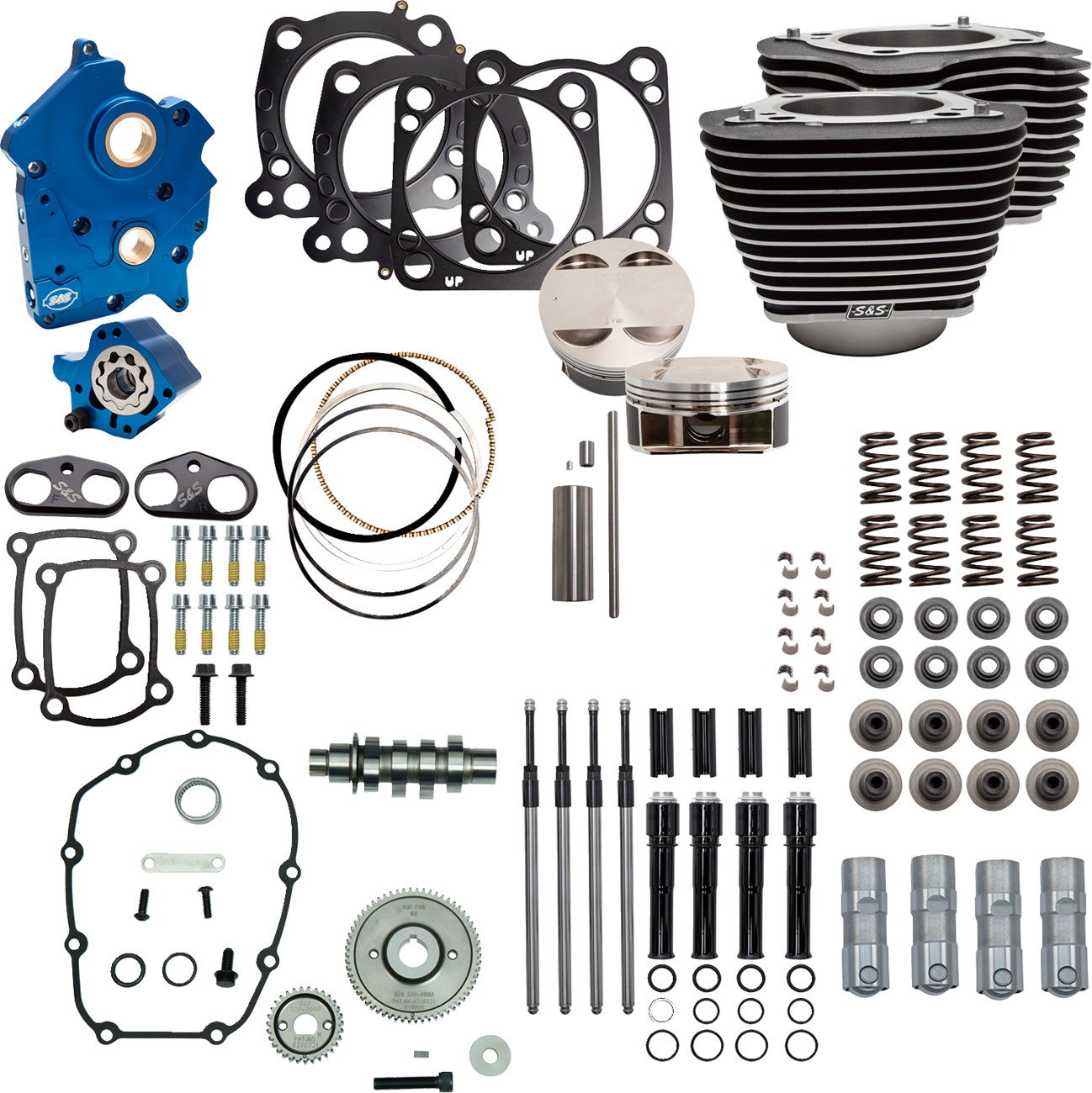 S&S Cycle Power Pack - Oil Cooled - 550G - Wrinkle Black W/Highlight - Black Pushrod Tubes - M8