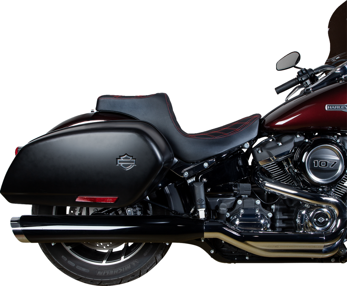 Drag Specialties Seats Predator III 2-Up Seat - Vinyl - Double Diamond - Red Stitching - FL/FX '18-'24