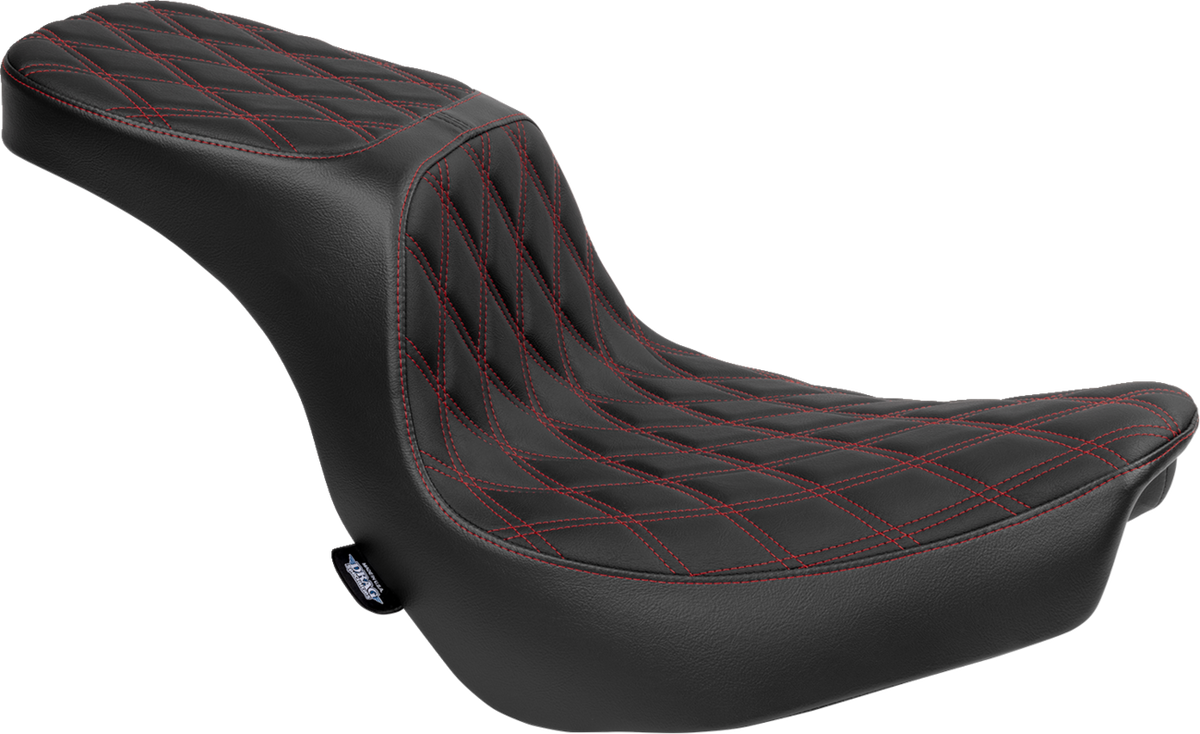 Drag Specialties Seats Predator 2-Up Seat - Vinyl - Double Diamond - Red Stitching - FLSB/FXLRS '18-'24