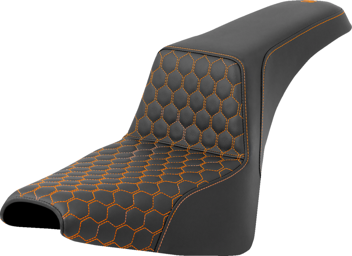 Saddlemen Step-Up Seat - Honeycomb - Orange Stitching - FXBB/FXST '18-'24