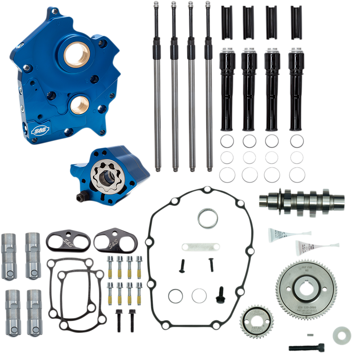 S&S Cycle Cam Chest Kit - Water Cooled - Gear Drive - 465 Cam - Black Pushrod Tubes - M8