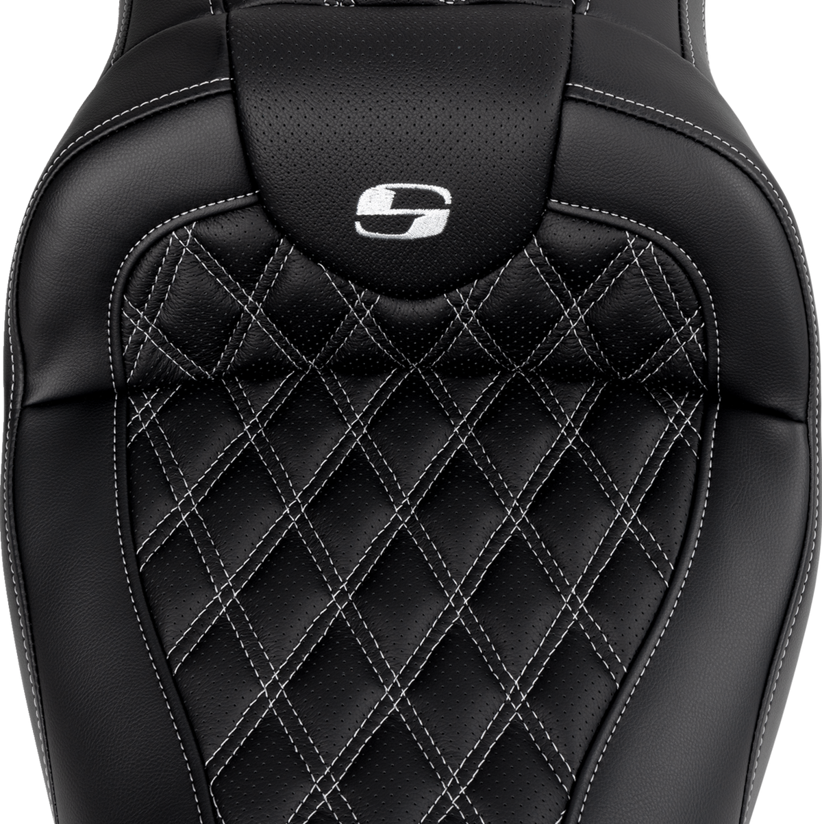 Saddlemen Roadsofa™ Seat - With Backrest - Silver Stitch - FL '08-'23