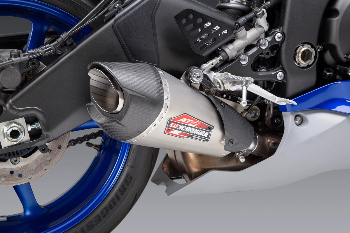 Yoshimura YZF-R6V 06-20 AT2 Stainless Slip-On Exhaust, W/ Stainless Muffler