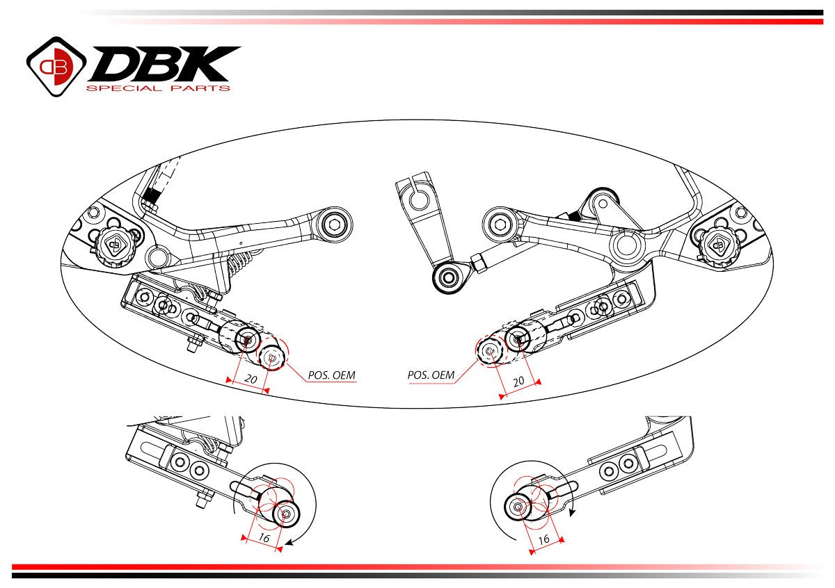 Ducabike DBK PRSFV402 SFV4 MY25 Adjustable Rearsets