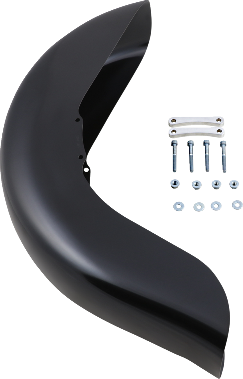 Klock Werks Benchmark Front Fender - Non-Raked - Black - 16"-19" - HD Touring/Trike