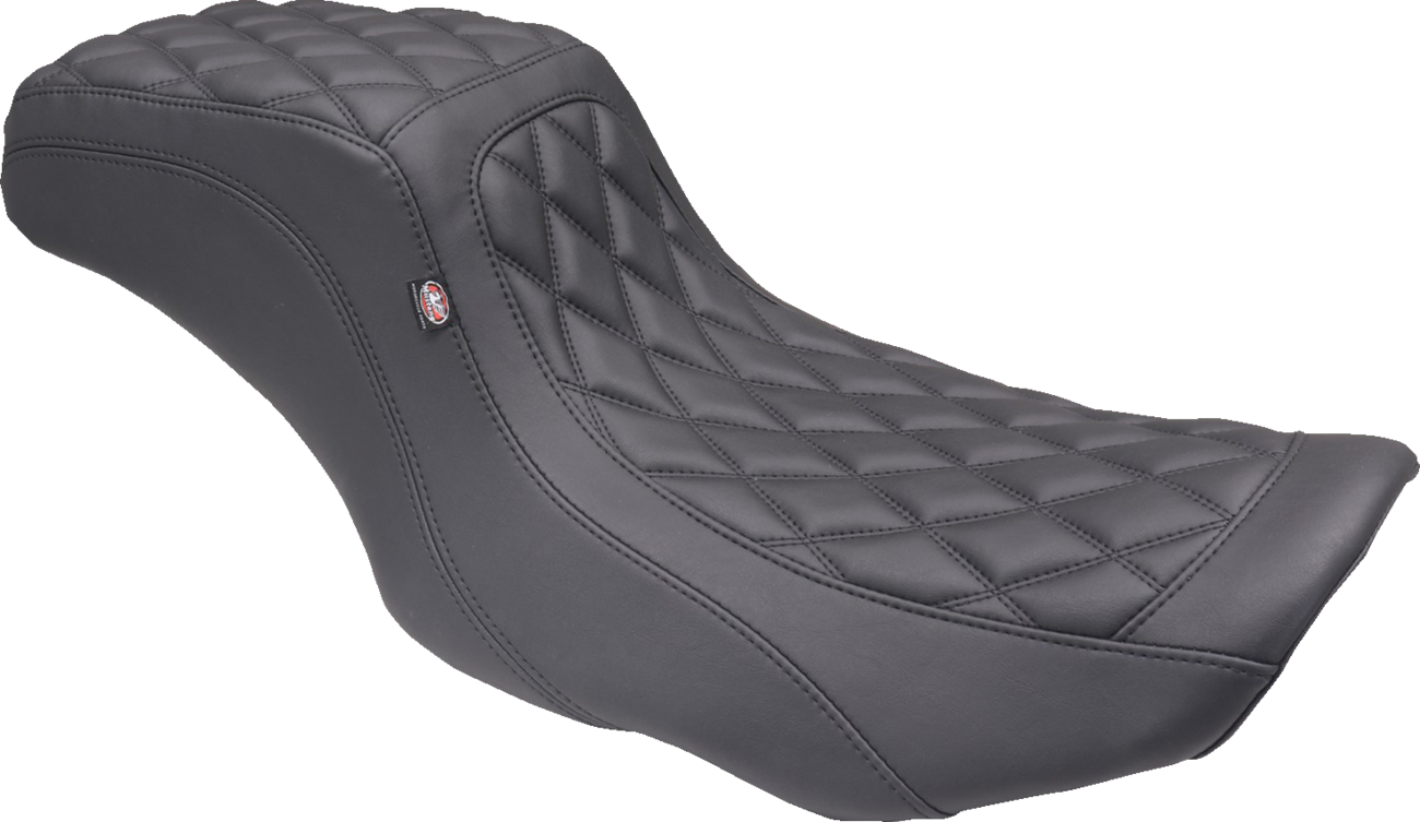 Mustang One Piece 2-Up Squareback Seat - Double Diamond - Black Stitch - FLH/FLT '23-'25