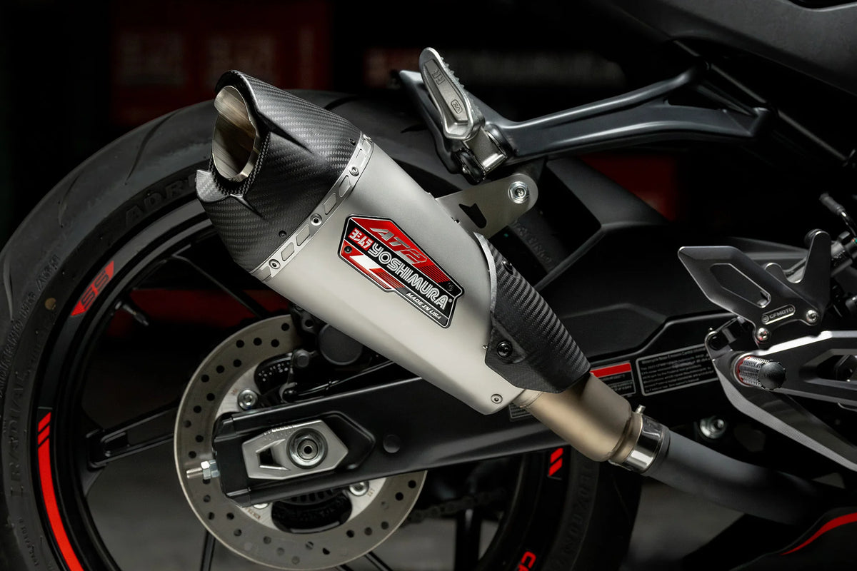 Yoshimura 450SS 23-26 / 450NK 24-26 AT2 Stainless Slip-On Exhaust, W/ Stainless Muffler