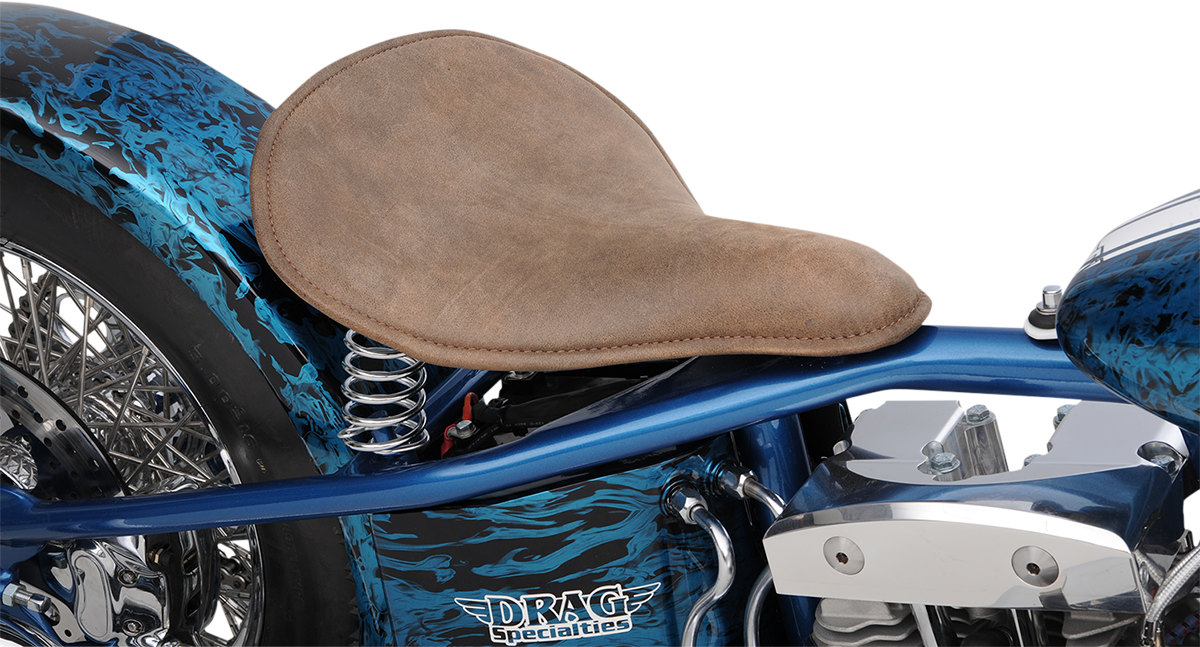 Drag Specialties Seats Spring Solo Seat - Large - Low-Profile - Brown W/ Perimeter Stitch