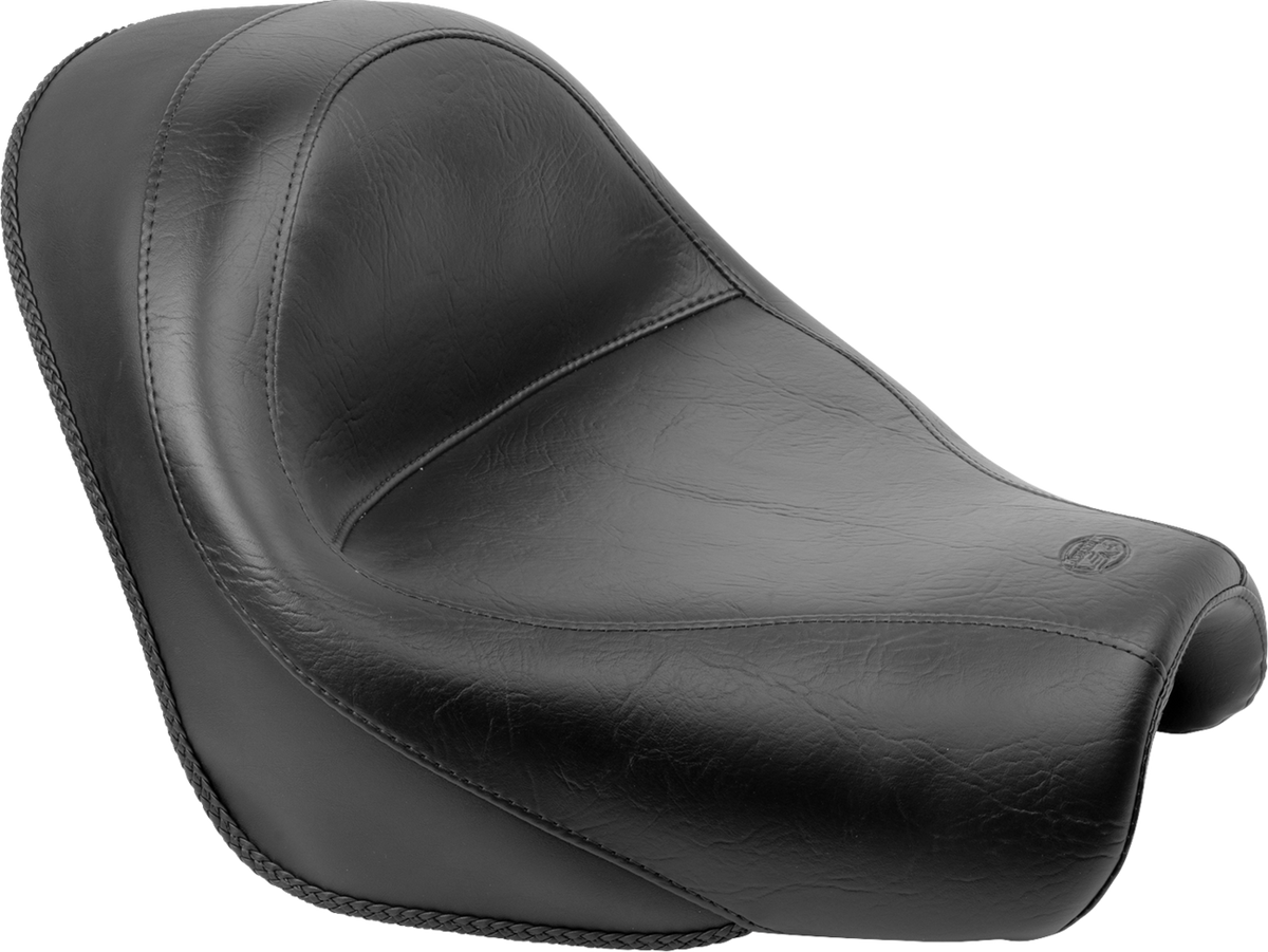 Mustang Seat - Vintage - Wide - Touring - Without Driver Backrest - Two-Piece - Smooth - Black