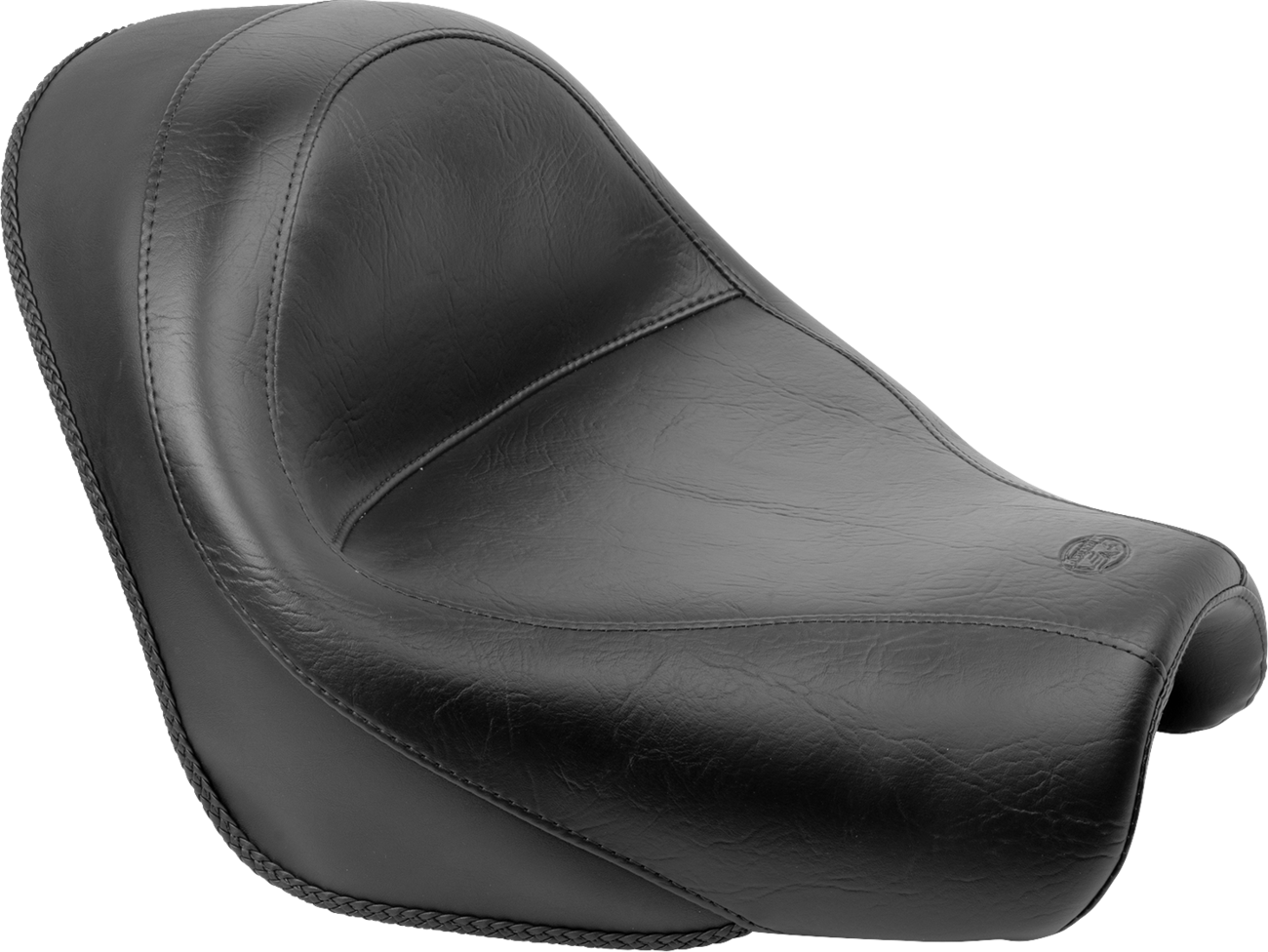Mustang Seat - Vintage - Wide - Touring - Without Driver Backrest - Two-Piece - Smooth - Black