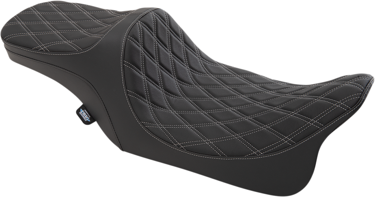 Drag Specialties Seats Predator III 2-Up Seat - Double Diamond - Silver Thread - FL '99-'07