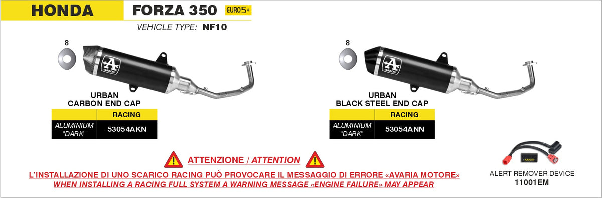 Arrow 53054ANN Racing Full System With Urban Aluminium "Dark" Slip On With "Dark"steel End Cap