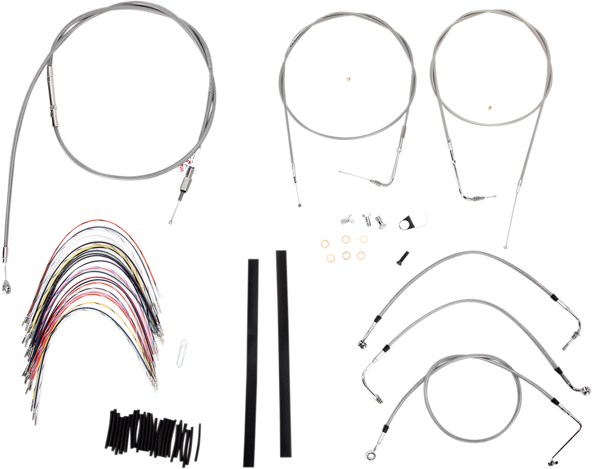 Burly Brand Complete Stainless Braided Handlebar Cable/Brake Line Kit - 18" Ape Hangers - '00-'06 Touring