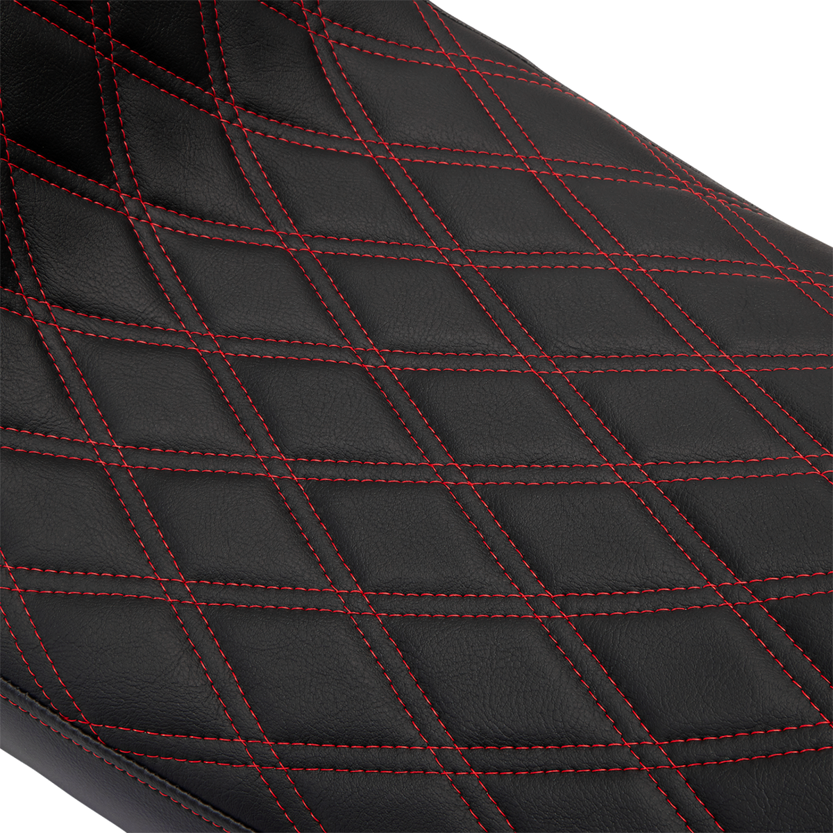 Drag Specialties Seats Predator 2-Up Seat - Vinyl - Double Diamond Red Stitch - W/O Backrest - FL '08-'23