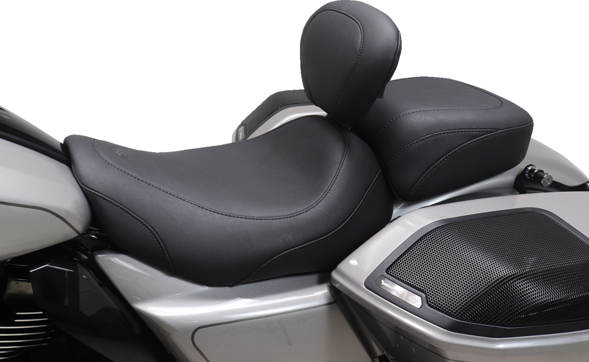 Mustang Wide Tripper™ Solo Seat - Backrest Receiver - Black Stitch - FLT/FLH '23-'26