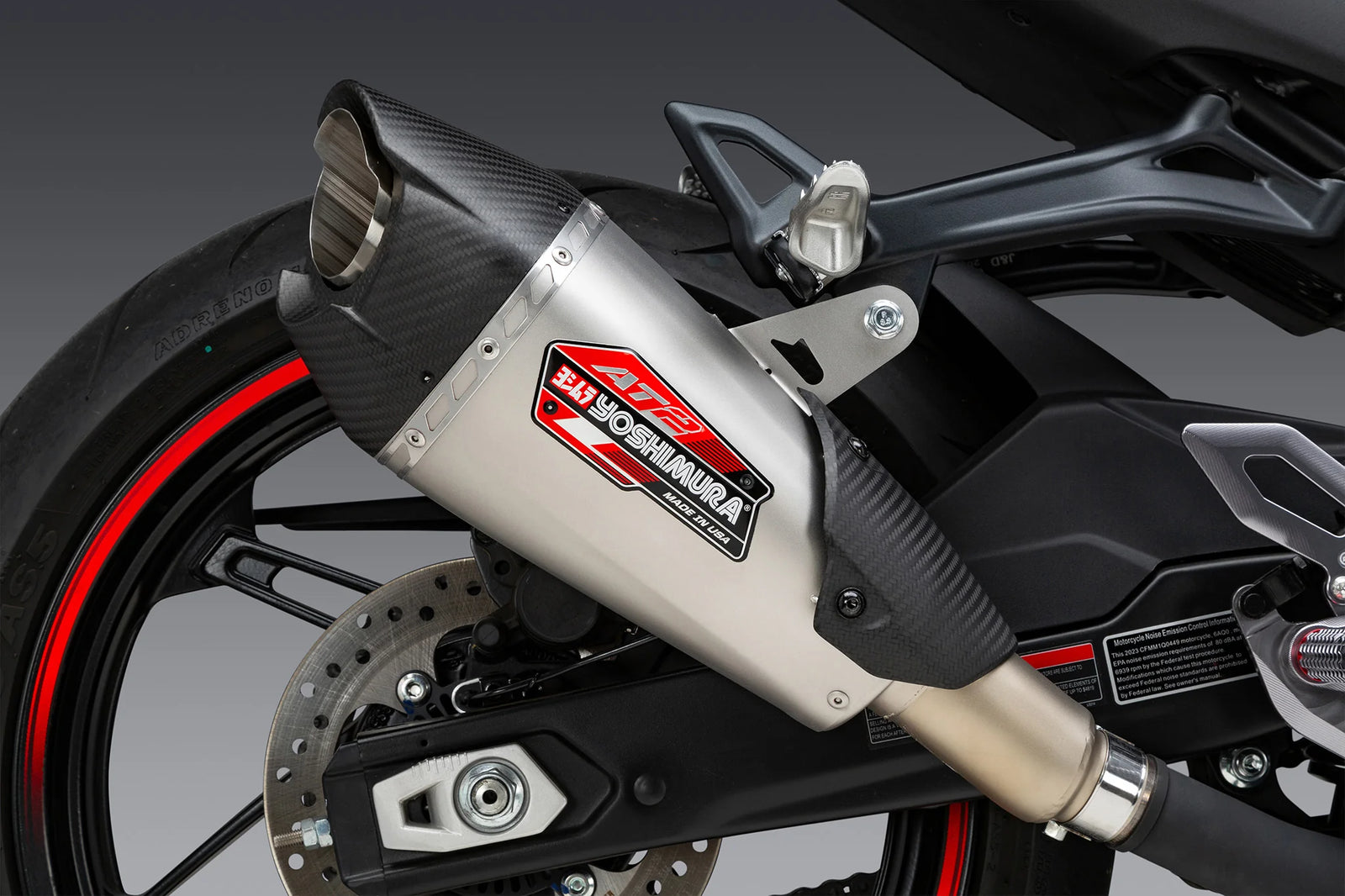 Yoshimura 450SS 23-26 / 450NK 24-26 AT2 Stainless Slip-On Exhaust, W/ Stainless Muffler