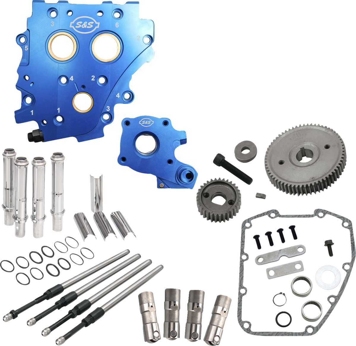 S&amp;S Cycle Cam Chest Kit Without Cams - Gear Drive - Oil Cooled - Chrome Pushrods - Twin Cam