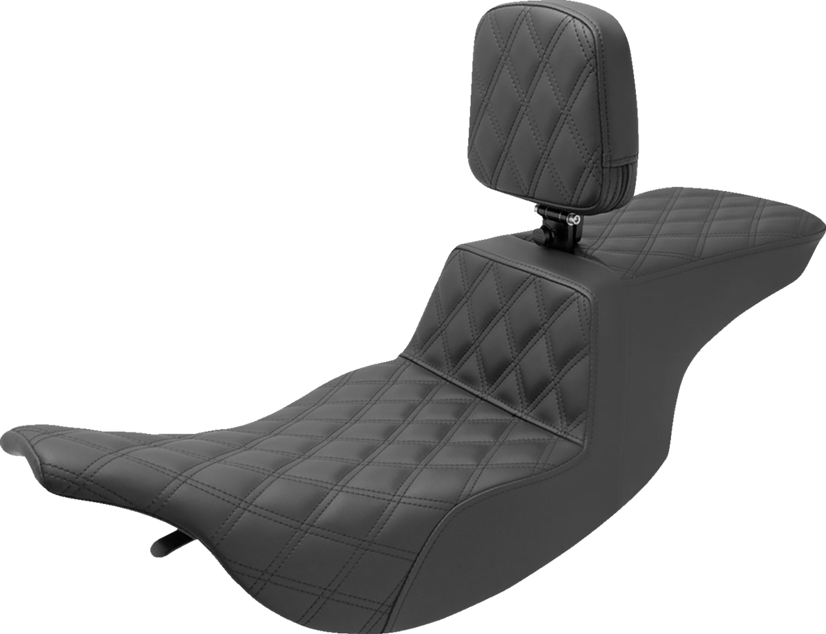 Saddlemen Tour Step-Up Seat - Rider Backrest - Full Lattice Stitch - FL '97-'07