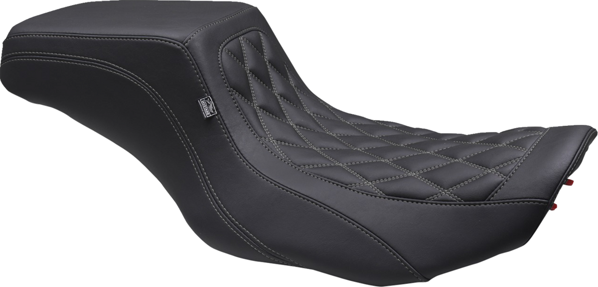 Mustang One Piece 2-Up Squareback Seat - Double Diamond - Gunmetal Stitch - FLH/FLT '23-'25