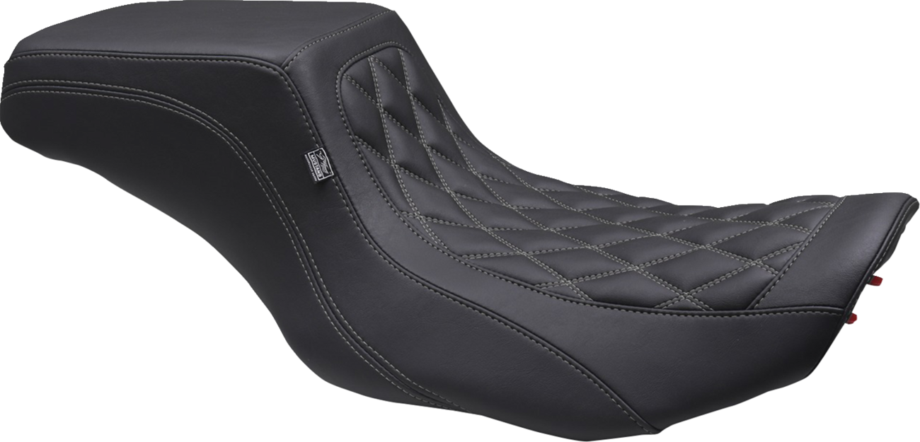 Mustang One Piece 2-Up Squareback Seat - Double Diamond - Gunmetal Stitch - FLH/FLT '23-'25