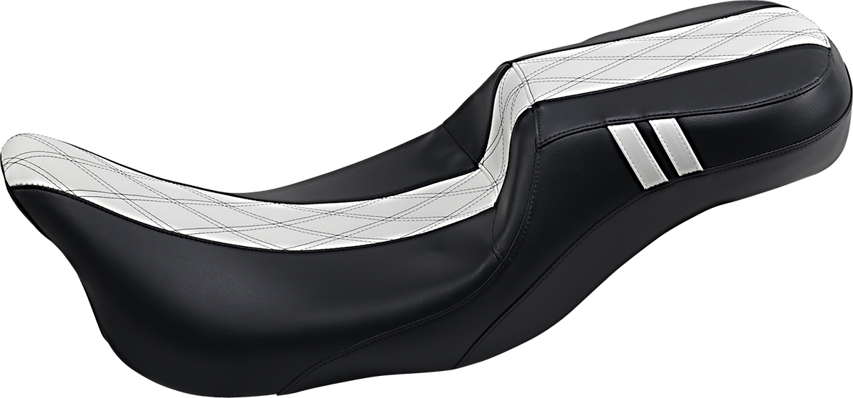 Le Pera Outcast Daddy Long Legs Seat - 2Up - W/O Backrest - Black W/ White Double Diamond Inlay - FL '08-'22