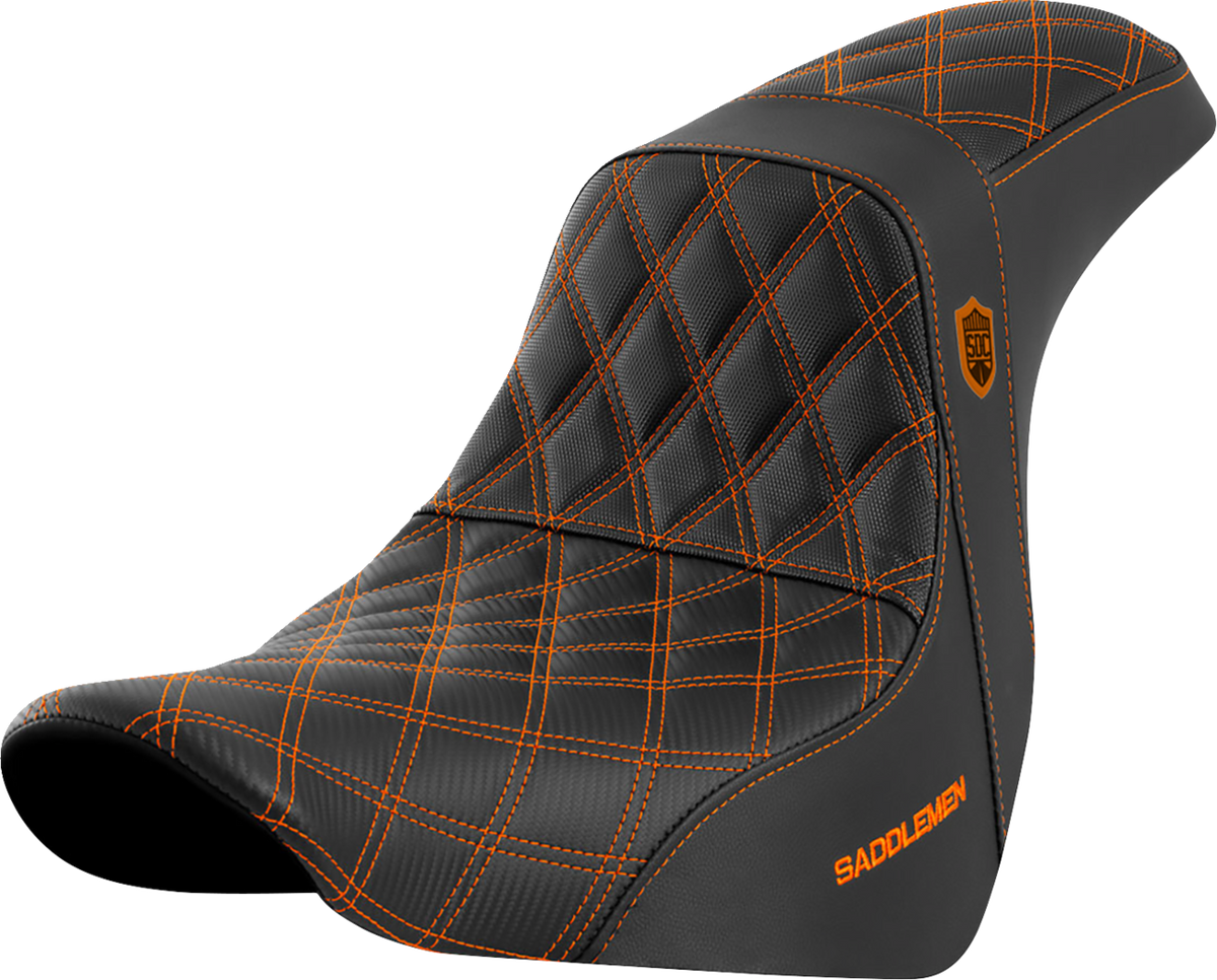Saddlemen Pro Series SDC Performance Seat - W/O Backrest - Orange Stitch - FL/FX '18-'20