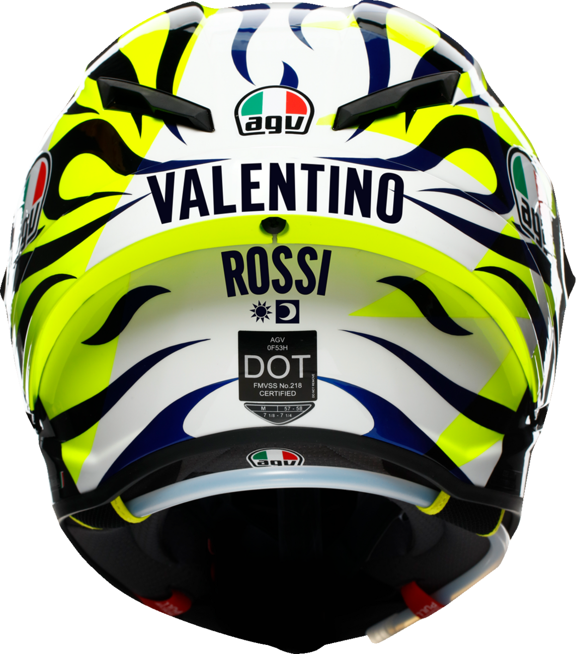 2023 agv helmets PISTA GP RR E2206 VALENTINO ROSSI SOLELUNA HELMET Sestamarcia S.r.l Ring chinstrap closure required for circuits Luca Marini 2023 Worn AGV