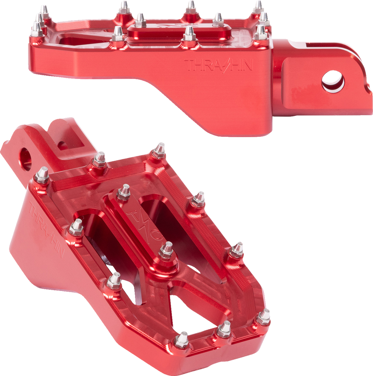 Thrashin Supply CO. Aggressor Foot Pegs - Front - Red - FL/FX '18-'25