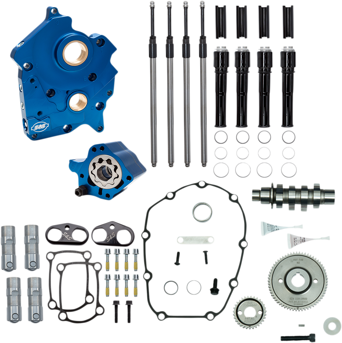 S&S Cycle Cam Chest Kit - Oil Cooled - Gear Drive - 475 Cam - Black Pushrod Tubes - M8