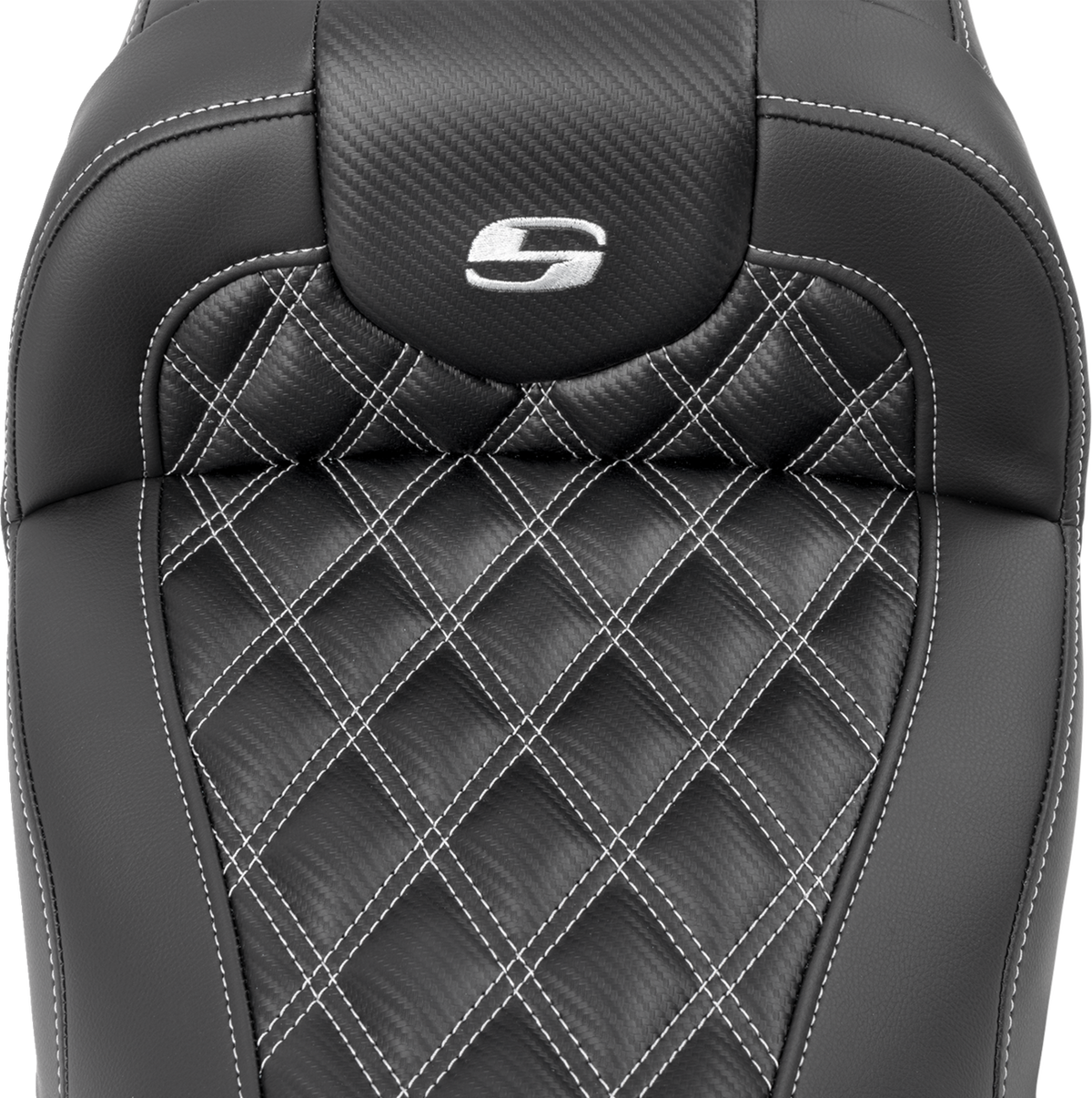 Saddlemen RoadSofa™ Carbon Fiber Seat - W/O Backrest - Lattice Stitch - Silver Stitch - FL/FX '23-'24