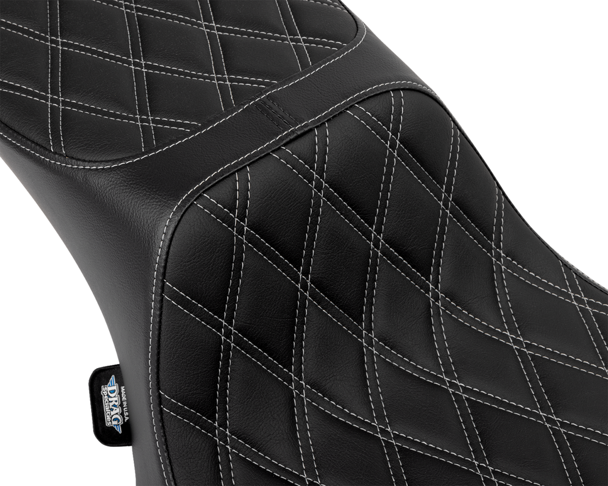 Drag Specialties Seats Performance Predator 2-Up Seat - Extended Reach - Vinyl - Silver Double Diamond Stitch