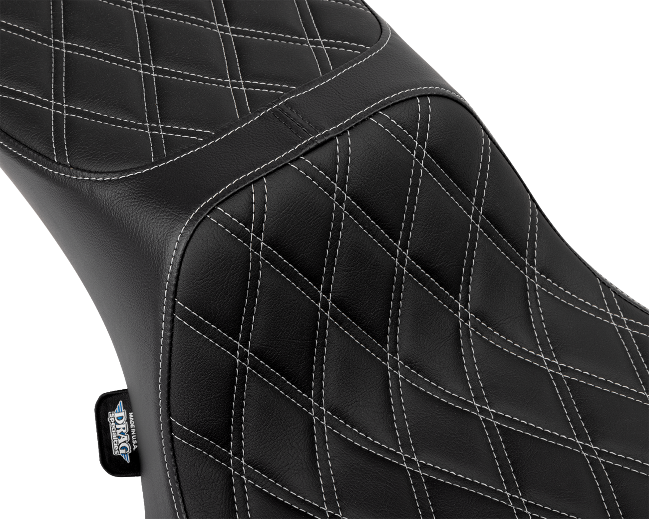 Drag Specialties Seats Performance Predator 2-Up Seat - Extended Reach - Vinyl - Silver Double Diamond Stitch