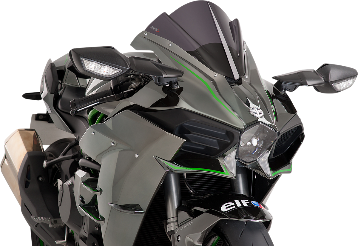 PUIG HI-Tech Parts Race Windscreen - 13" - Dark Smoke - Ninja
