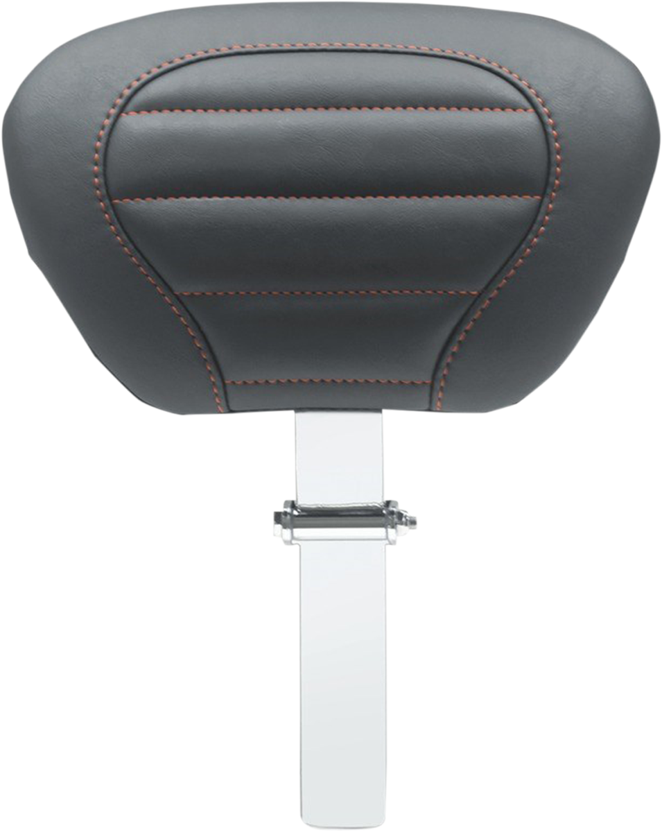 Mustang Deluxe Driver Backrest - Black W/ American Beauty Red Stitching - FLT/FLH '08-'25