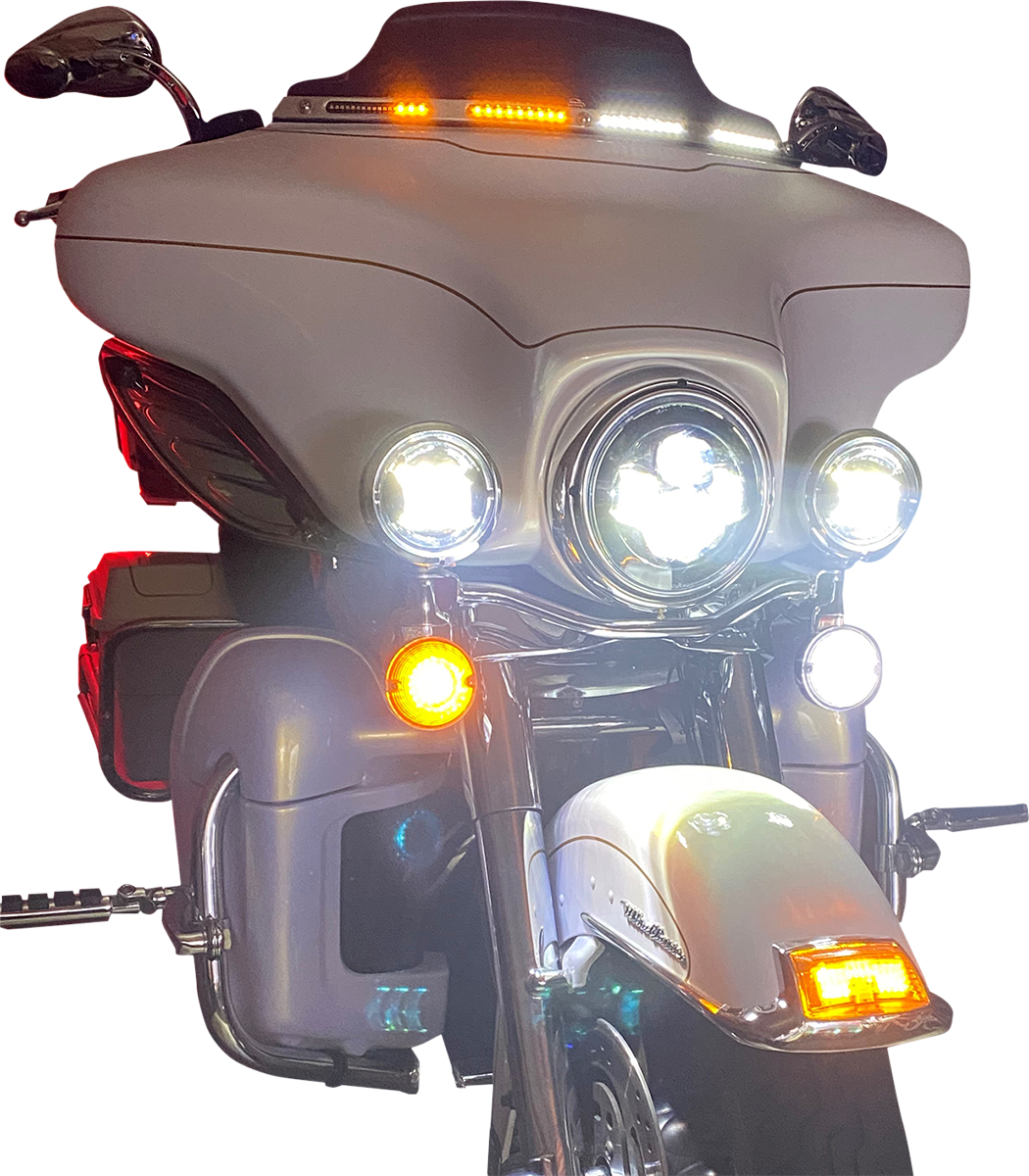 Custom Dynamics Windshield Trim - Sequential Turn Signals - Chrome
