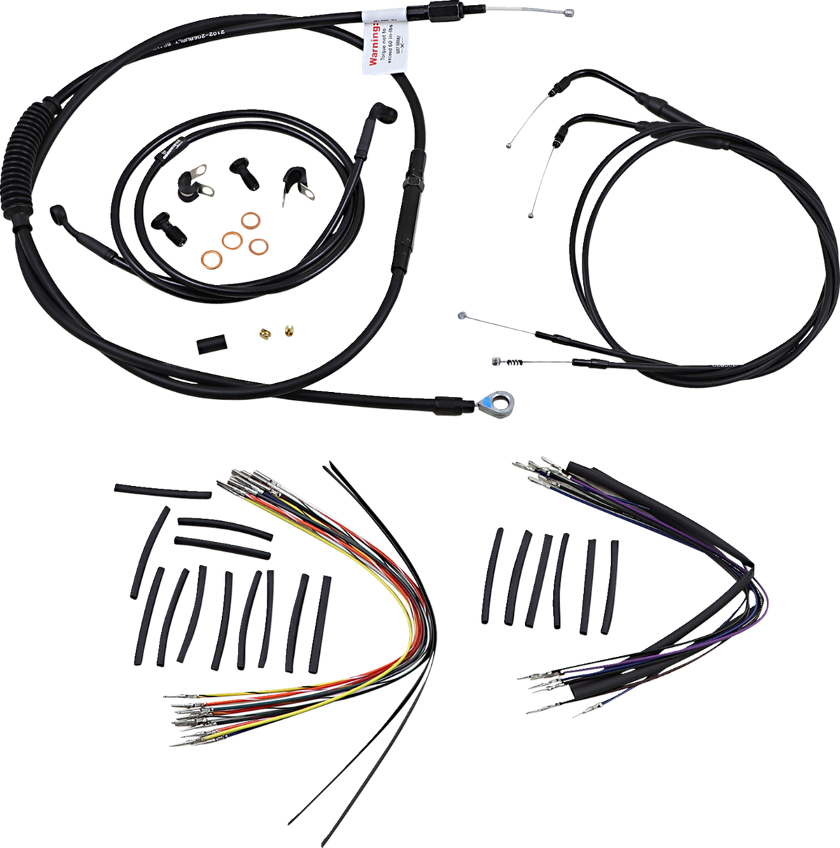 Burly Brand Complete Black Vinyl Handlebar Cable/Line Kit For Ape Hangers - 14" - '00-'06 FXST