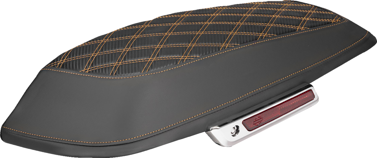 Saddlemen Saddlebag Lid Covers - Lattice - Carbon Fiber - Orange Stitch - FLH/FLT '14-'24