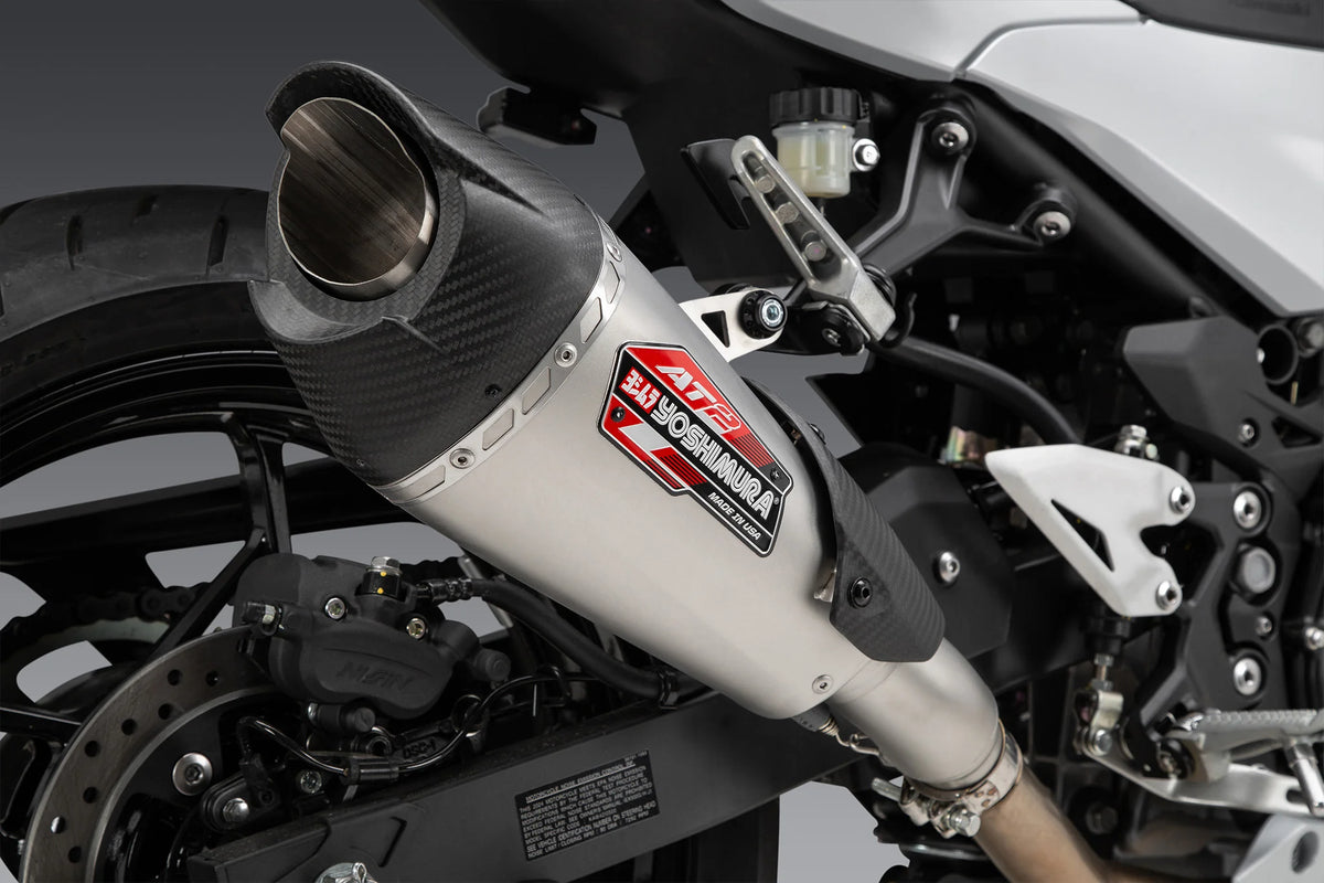 Yoshimura NINJA 500/400 / Z500/400 18-26 AT2 Stainless Slip-On Exhaust, W/ Stainless Muffler